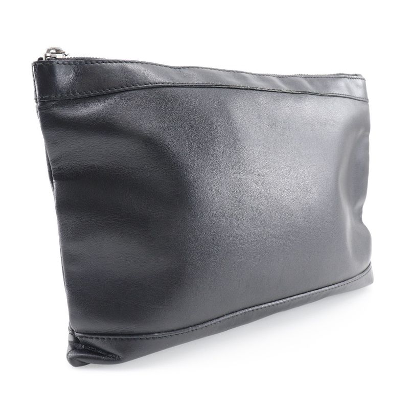 Balenciaga Navy Clip M 373834 Lambskin Black Unisex Clutch Bag