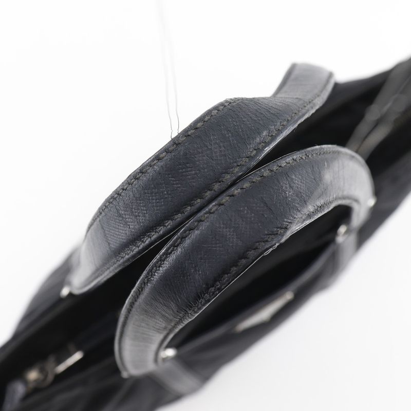 Prada Br2311 Nylon And Leather NERO Black Ladies Tote Bag