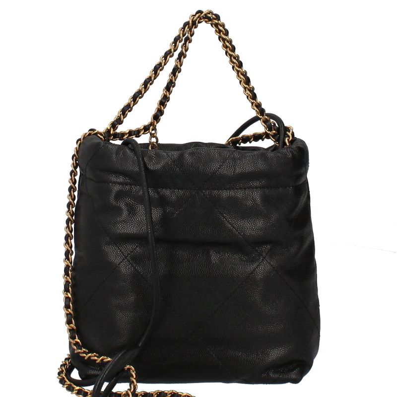 Chanel 22 Mini Shoulder Bag As3980 Cabiskin Ladies Shoulder Bag Black Excellent