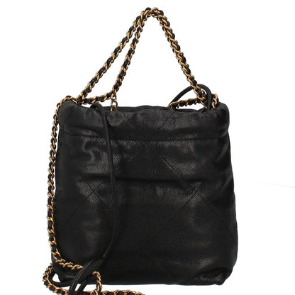 Chanel 22 Mini Shoulder Bag As3980 Cabiskin Ladies Shoulder Bag Black Excellent