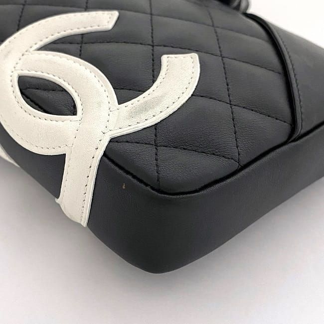 Chanel Mini Shoulder Bag Black White Cambon A25177