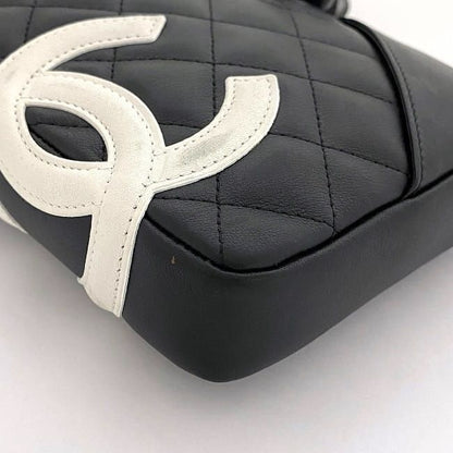 Chanel Mini Shoulder Bag Black White Cambon A25177