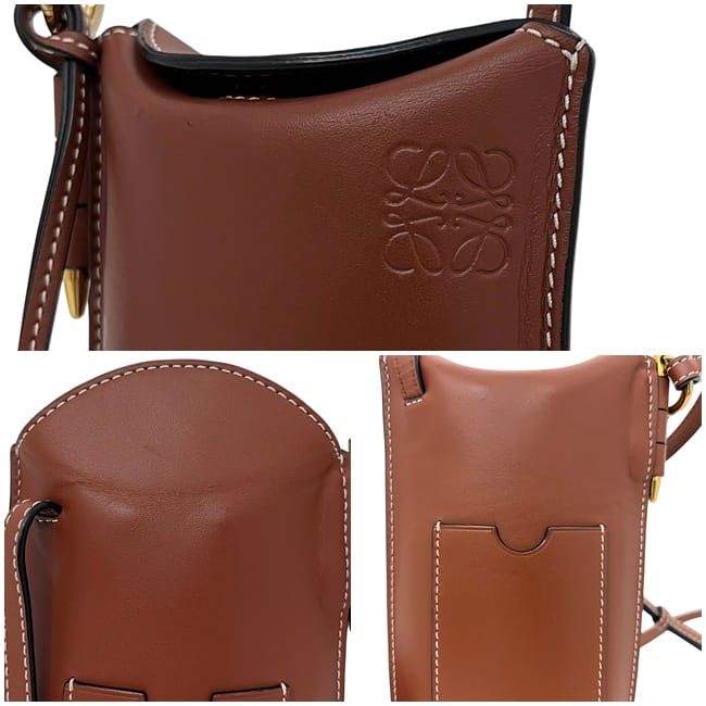 Loewe Shoulder Bag Phone Shoulder Brown Gate Open