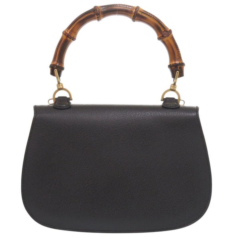 Gucci 2WAY Bamboo 000 1364 0633 Leather Black Handbag Black 0733 Gucci