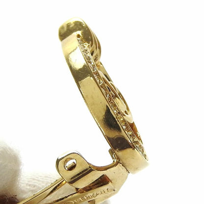 Christian DIOR Earrings Gold CD Logo Ladies GP Plated Rhinestone Accessories