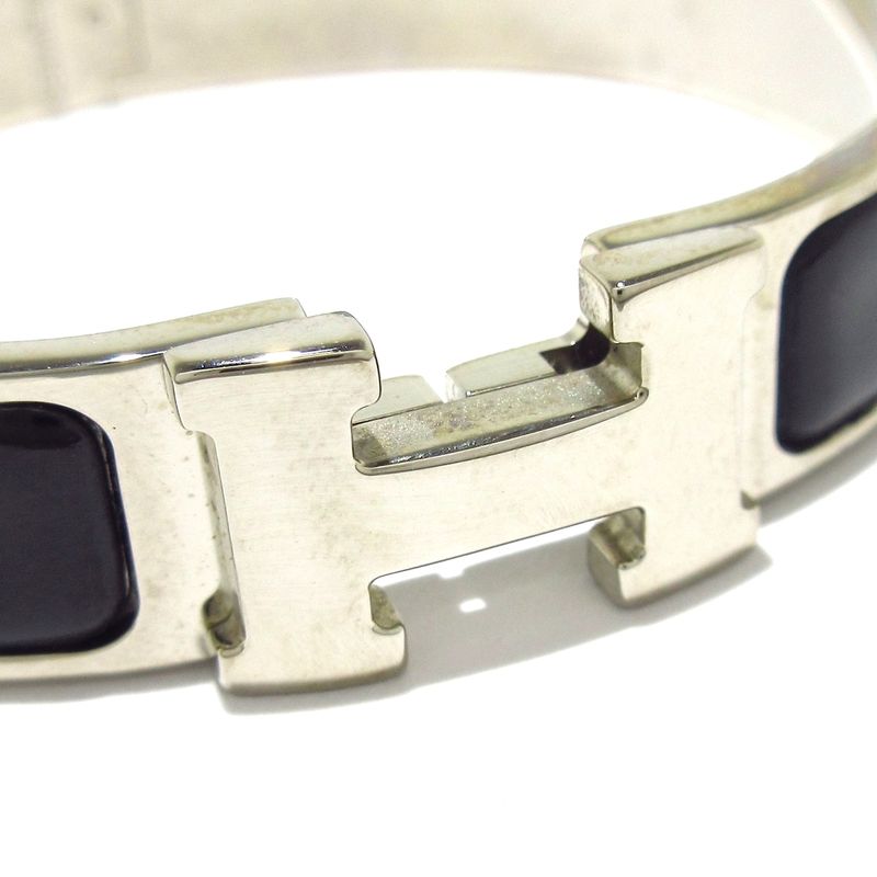 Hermes Bangle Click H Silver And Black