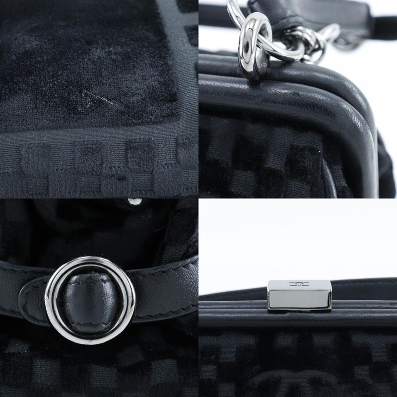 Chanel Chain Shoulder Coco Mark Clasp 2WAY A33096 Velour Black Ladies Shoulder