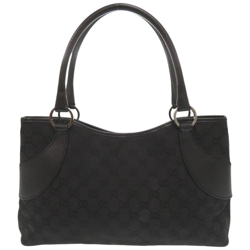 Gucci 113015 GG Canvas Black Handbag Tote Bag Black 1141 Gucci