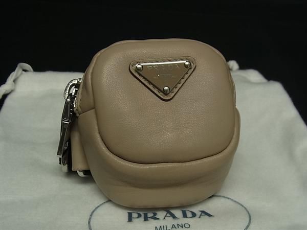 Prada Leather Small Pouch Multi Case Arm Pouch Women's Men's Beige
