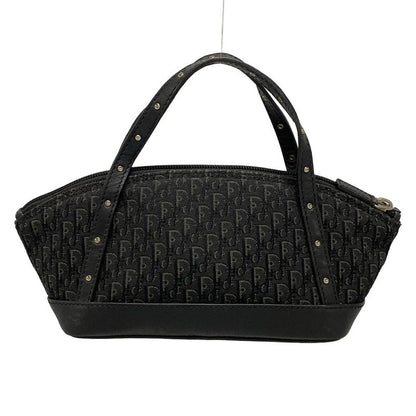 Dior/christian Dior Handbag Trotter Black And Gray Studded/mini Bag Leather