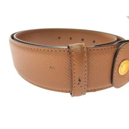 Bvlgari Men's Round Logo Buckle Belt Leather Camel 80-90cm (35.43in) Light