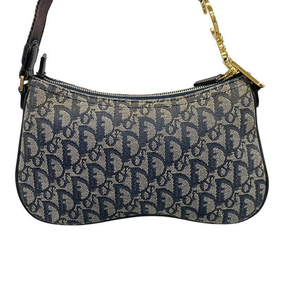 Dior/christian Dior Shoulder Bag Trotter Ivory X Navy X Black Leather