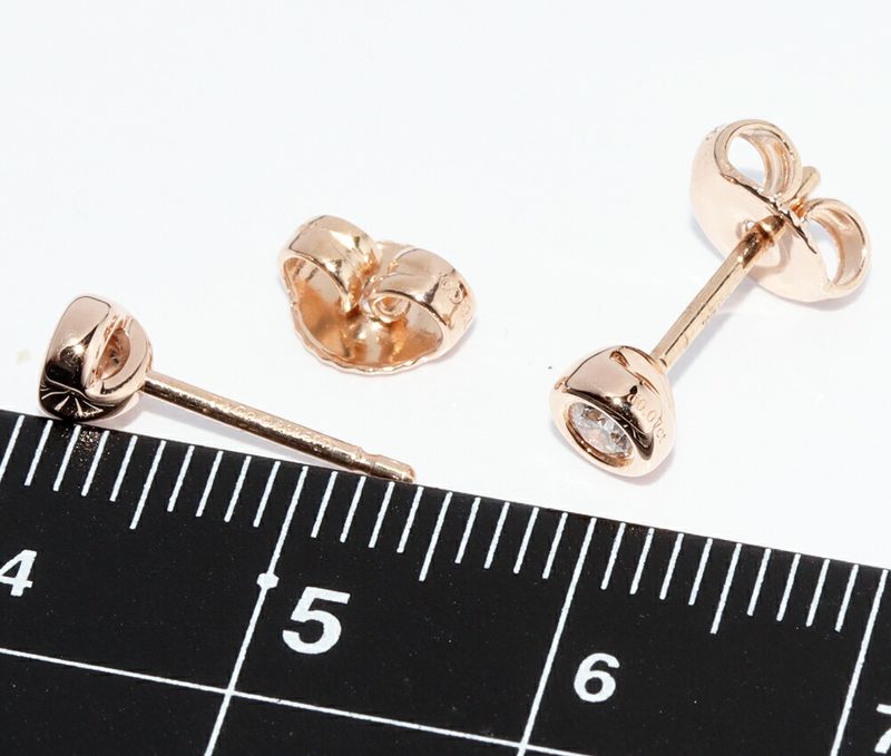 Tiffany & Co Earrings 18K Pink Gold Diamond 014ct Elsa Peretti By-the-yard