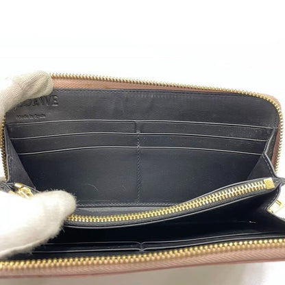 Loewe Round Zipper Long Wallet Pink Linen