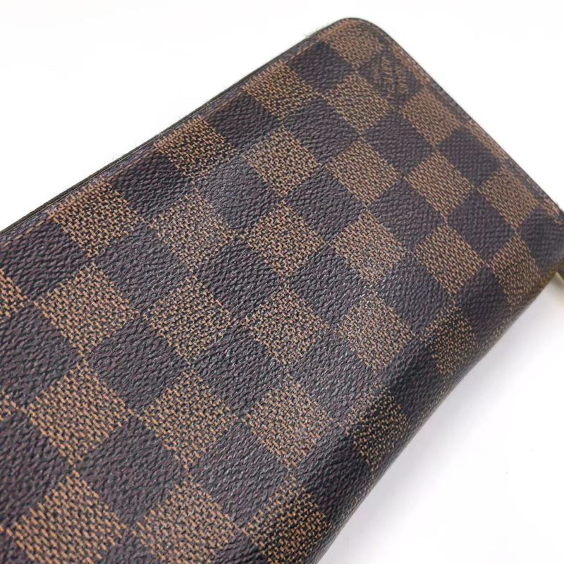 Louis Vuitton Zippy Wallet Damier Ebene Damier Ebene PVC Brown Round Zipper