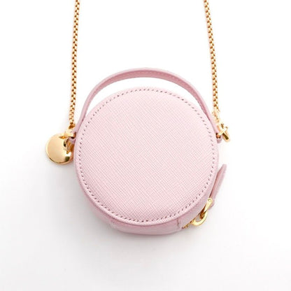 Prada Pouch Pink Gold Triangle Logo Saffiano Leather Mini Charm