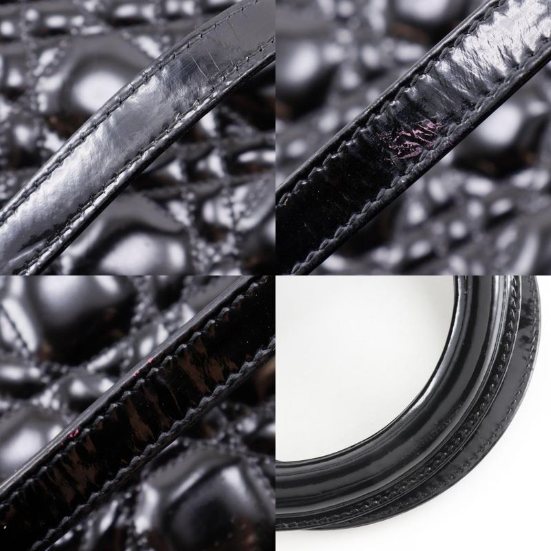 [dior] Christian Dior Lady Dior Medium Canage 2WAY Shoulder Enamel Black Ladies