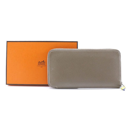 Hermes Azap Long Silk-in Vaux-epson Etoupe Brown □R Ladies Long Wallet
