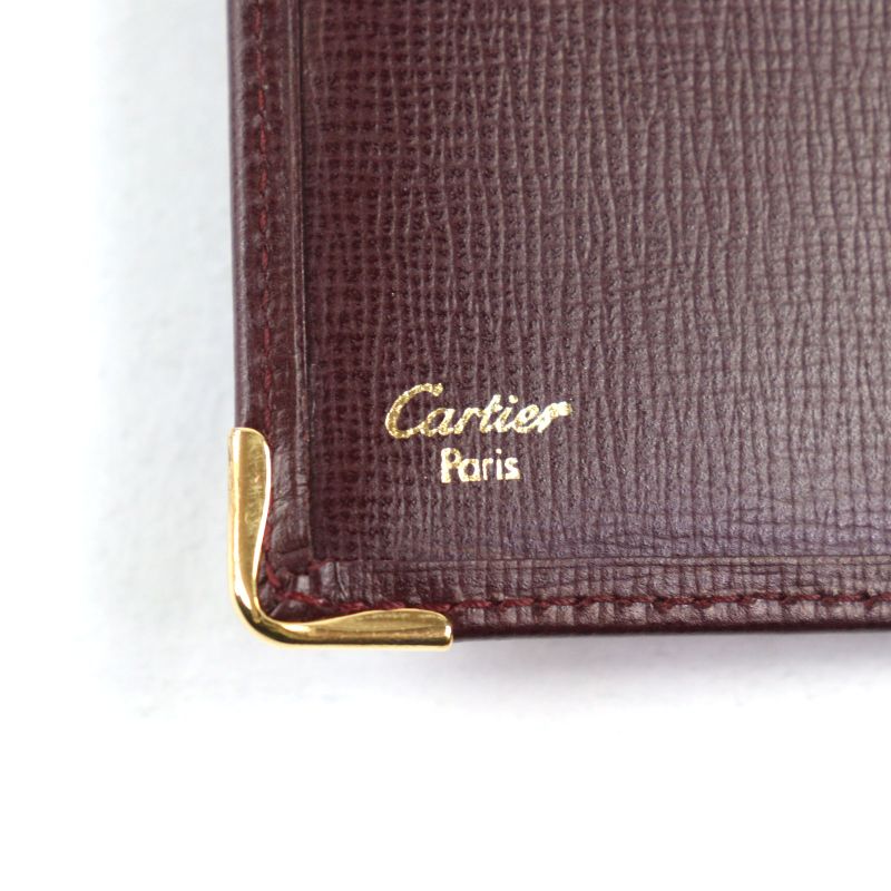 Cartier Must Line Leather Logo Engraved Bifold Long Wallet Billfold Long Wallet