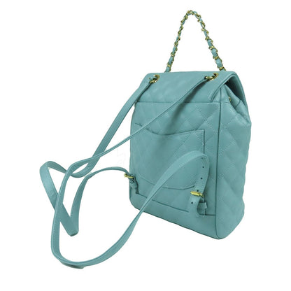 Chanel CC Logo Chain Backpack Pale Blue Gold Lambskin — view 2