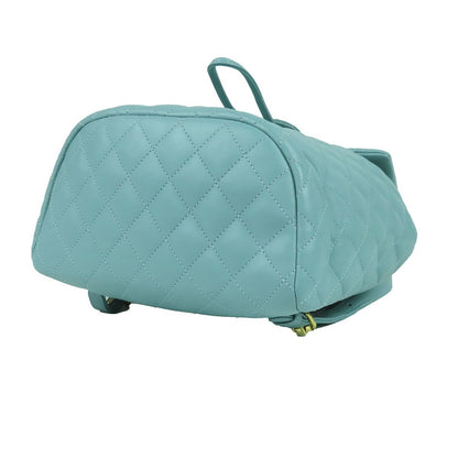 Chanel CC Logo Chain Backpack Pale Blue Gold Lambskin — view 3