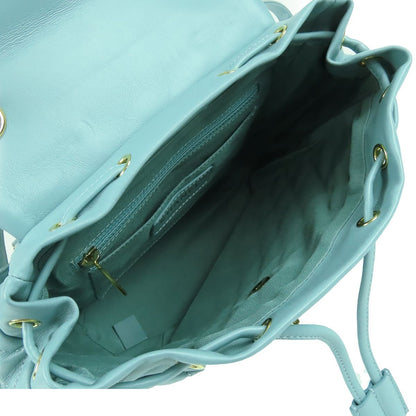 Chanel CC Logo Chain Backpack Pale Blue Gold Lambskin — view 4