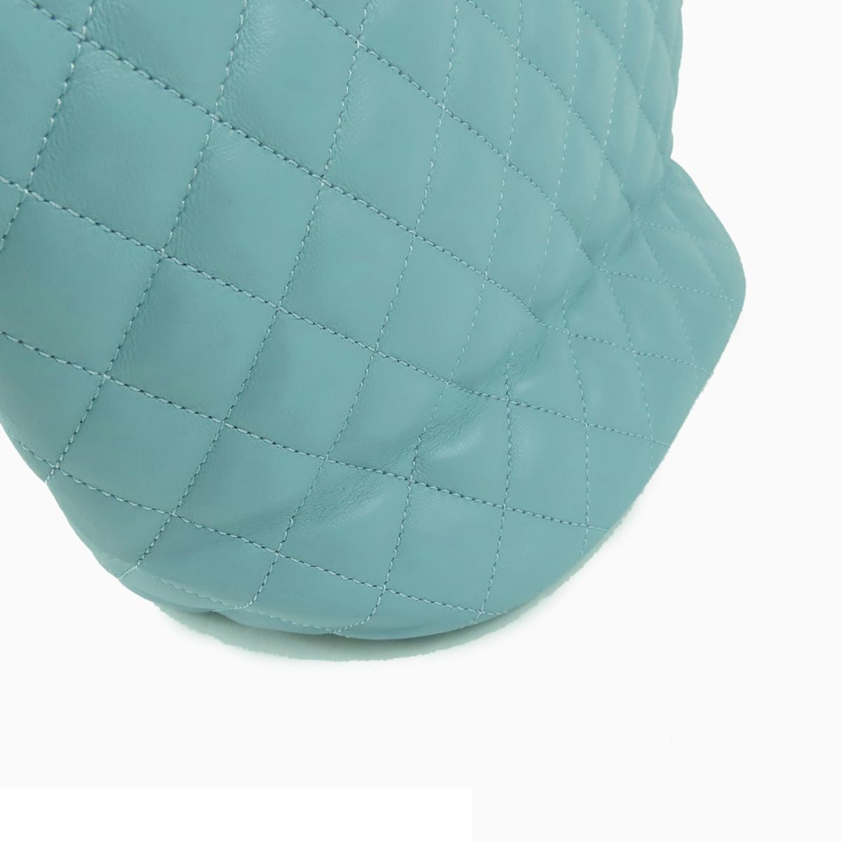 Chanel CC Logo Chain Backpack Pale Blue Gold Lambskin — view 5