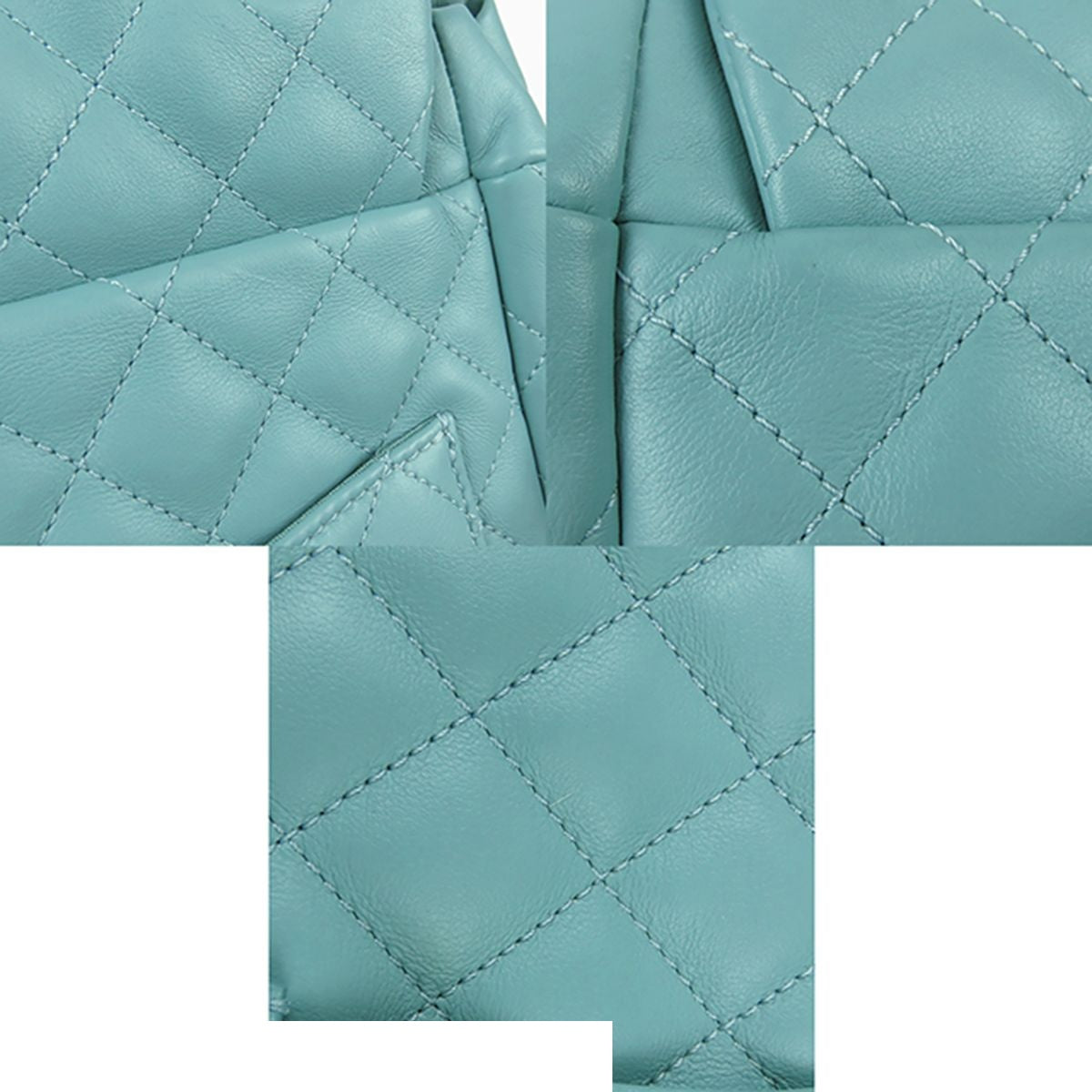 Chanel CC Logo Chain Backpack Pale Blue Gold Lambskin — view 6
