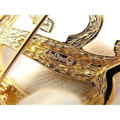 Dior Vintage Line Stone Pin Brooch Pin Badge Gold — view 4