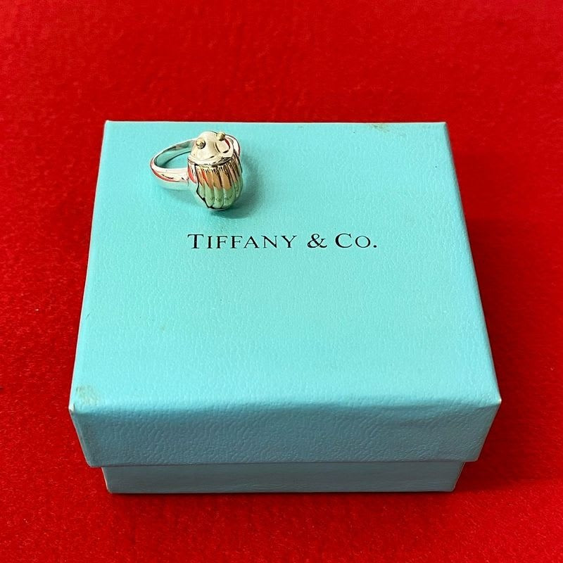 Tiffany & Co Vintage Scarab Ring Silver 925 18K Gold No 11