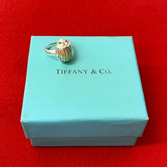 Tiffany & Co Vintage Scarab Ring Silver 925 18K Gold No 11