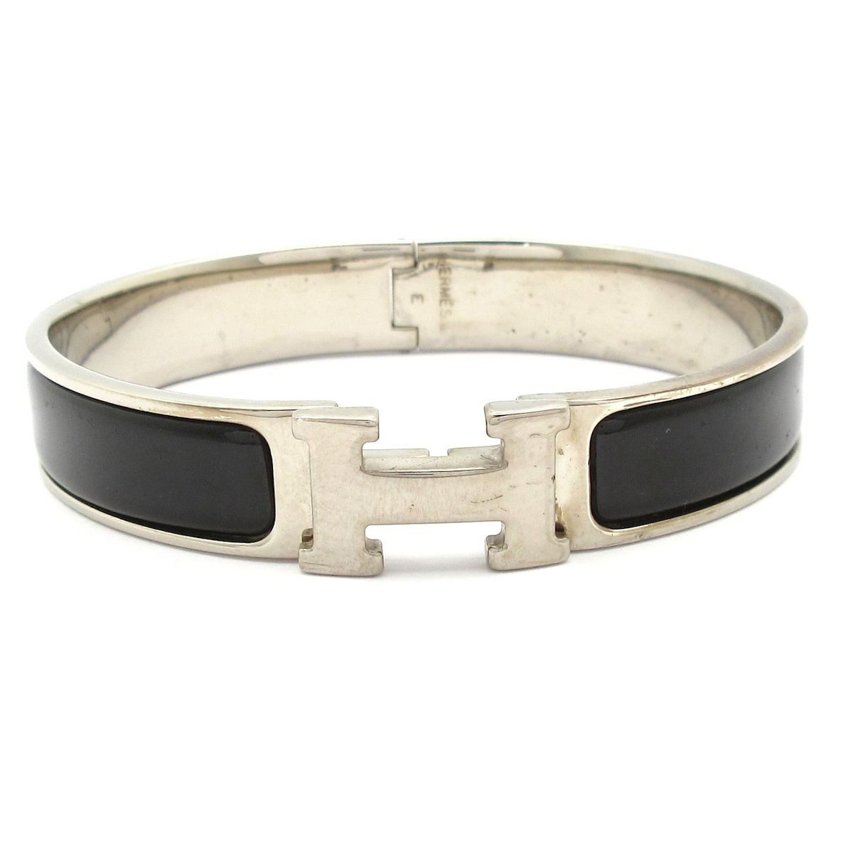 Hermes Bangle Click Silver Black Bracelet