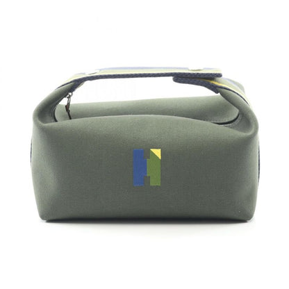 Hermes Handbag Brid a Black PM Dark Green Yellow Canvas