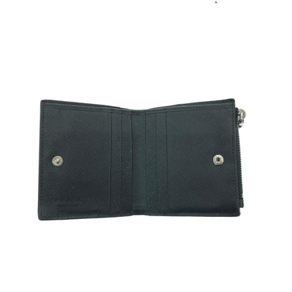 Prada Bifold Wallet Saffiano Triangle Compact Black — view 4