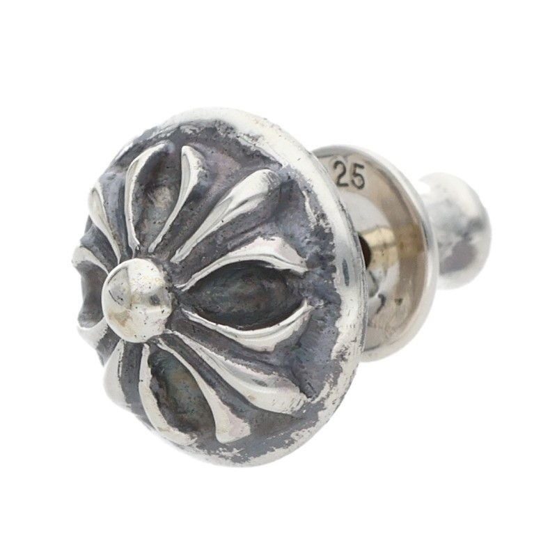 Chrome Hearts Stud Crsbll Cross Ball Silver Earrings