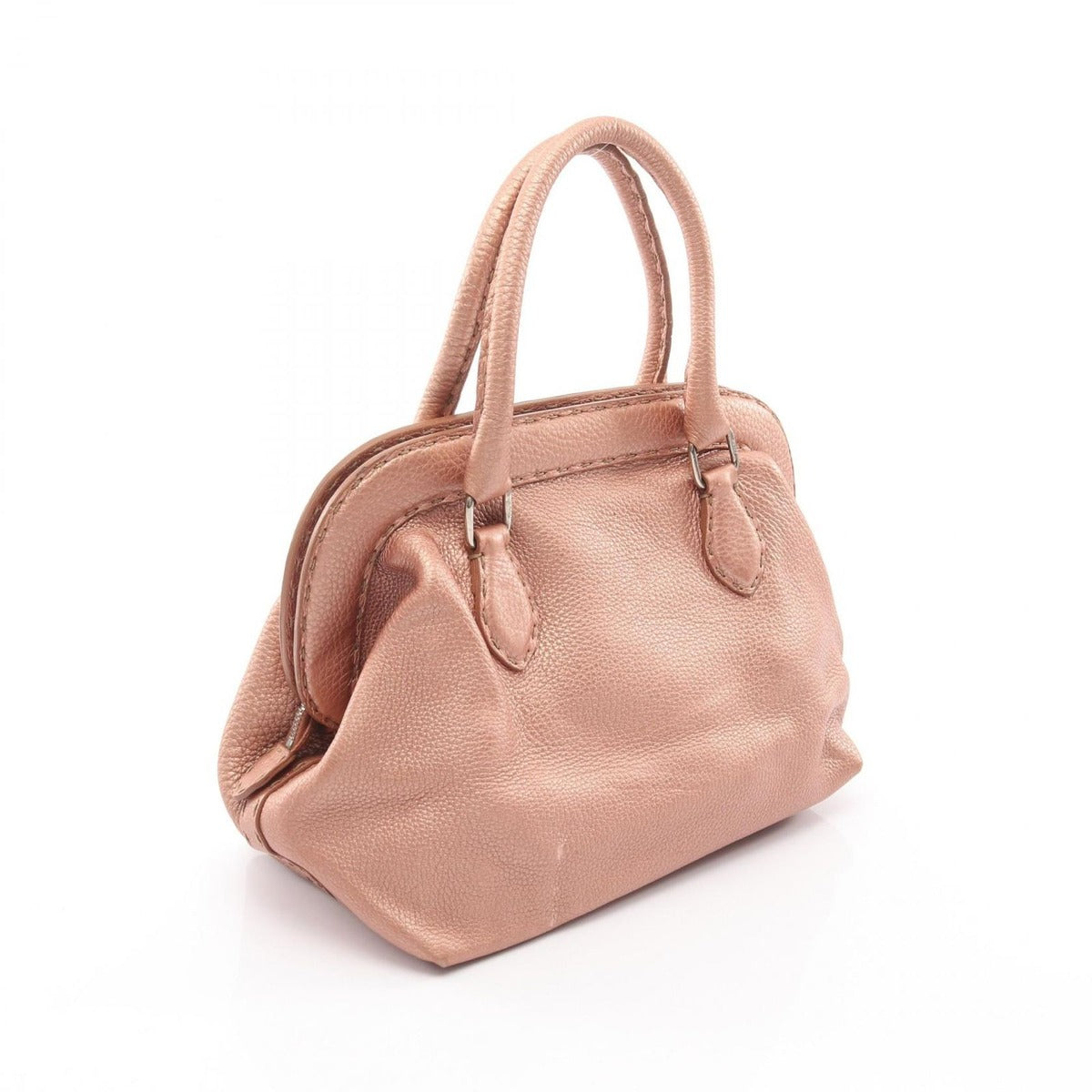 Fendi Handbag Selleria Doctor's Bag Metal Orange Leather — view 2