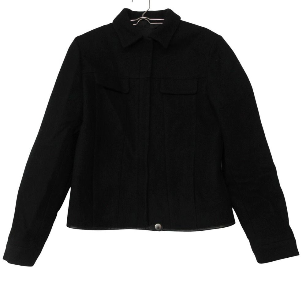 Prada Coat Melton Wool Zip Up Jacket Black