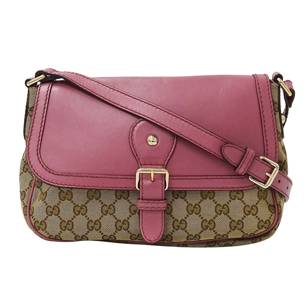 Gucci Shoulder Bag GG Canvas Pink Beige Brown