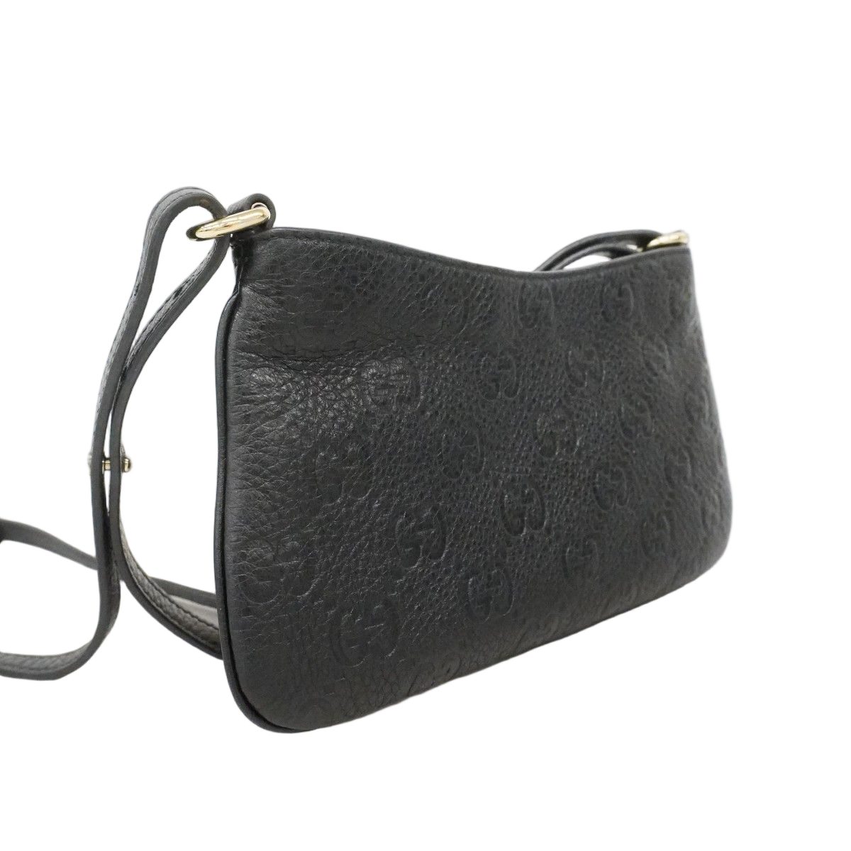 Gucci Shoulder Bag Guccissima Leather Black Champagne Gold — view 2