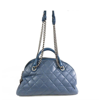 Chanel Bowling Bag Pale Blue Silver Calfskin 2-Way