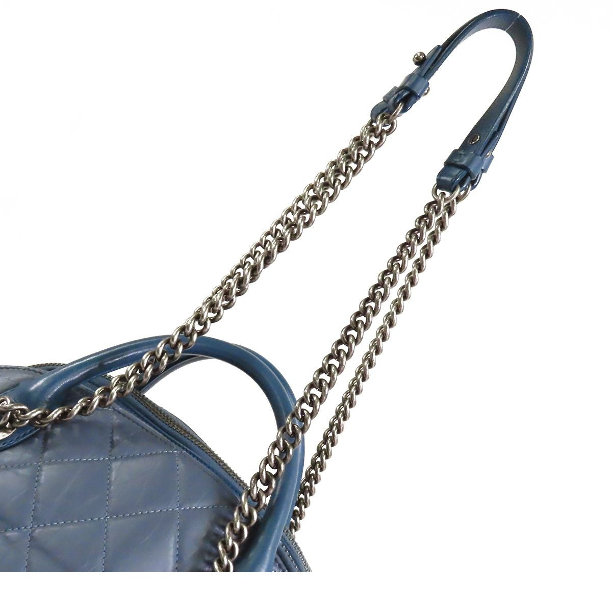 Chanel Bowling Bag Pale Blue Silver Calfskin 2-Way — view 4