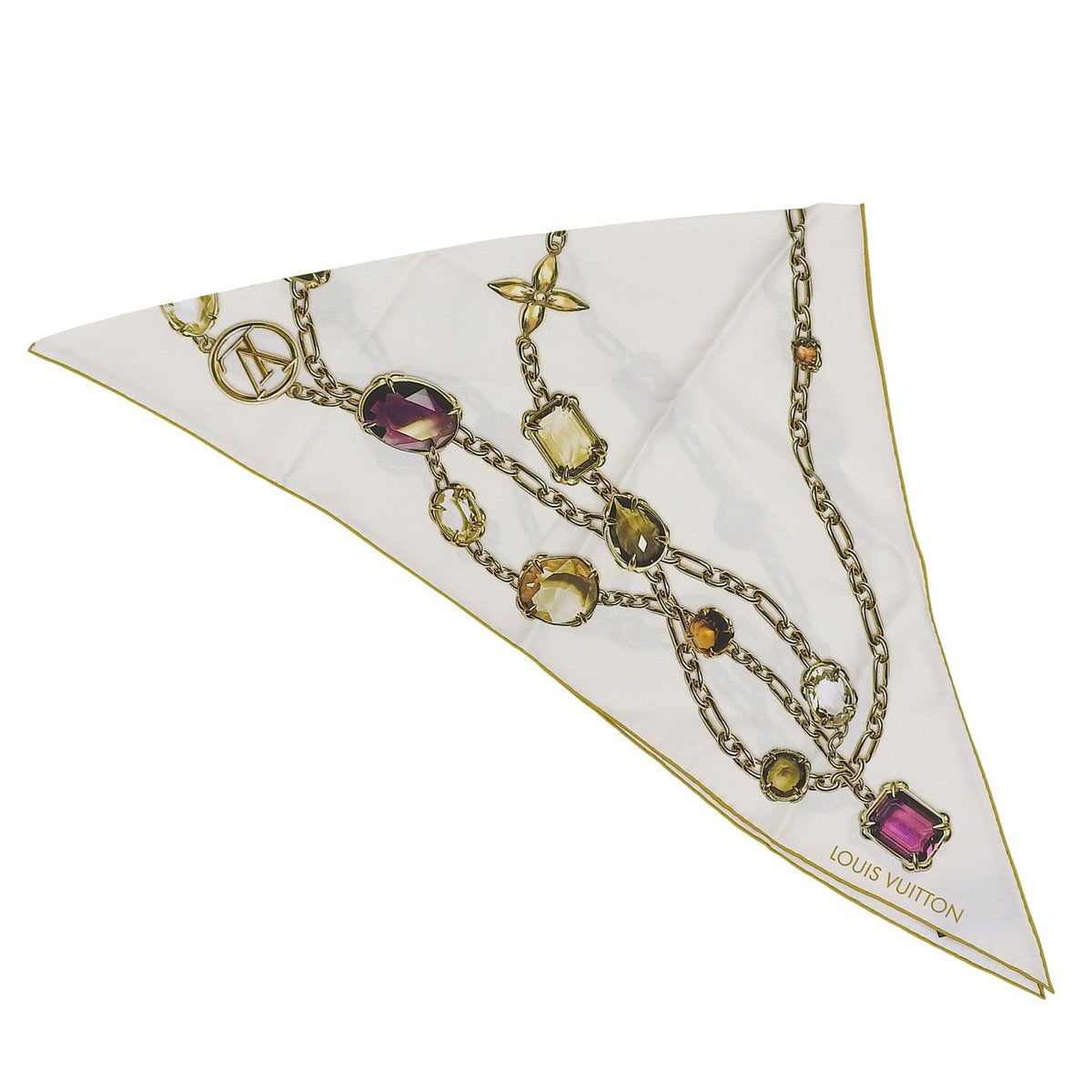 Louis Vuitton Heirloom Monogram Triangle Silk Scarf White 90 — view 4
