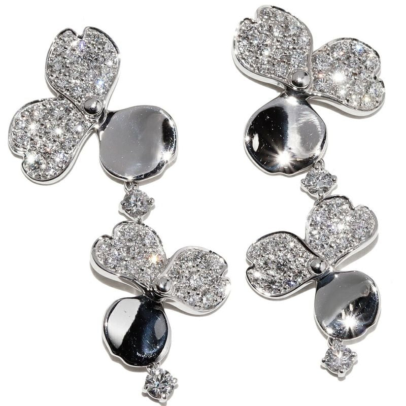 Tiffany & Co Earrings Pt950 Diamond 98 P Paper Flower