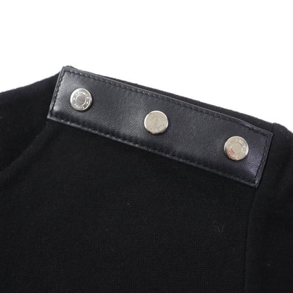 Hermes Serie Hardware Short Sleeve Knit Dress With Buttons Leather Black 36