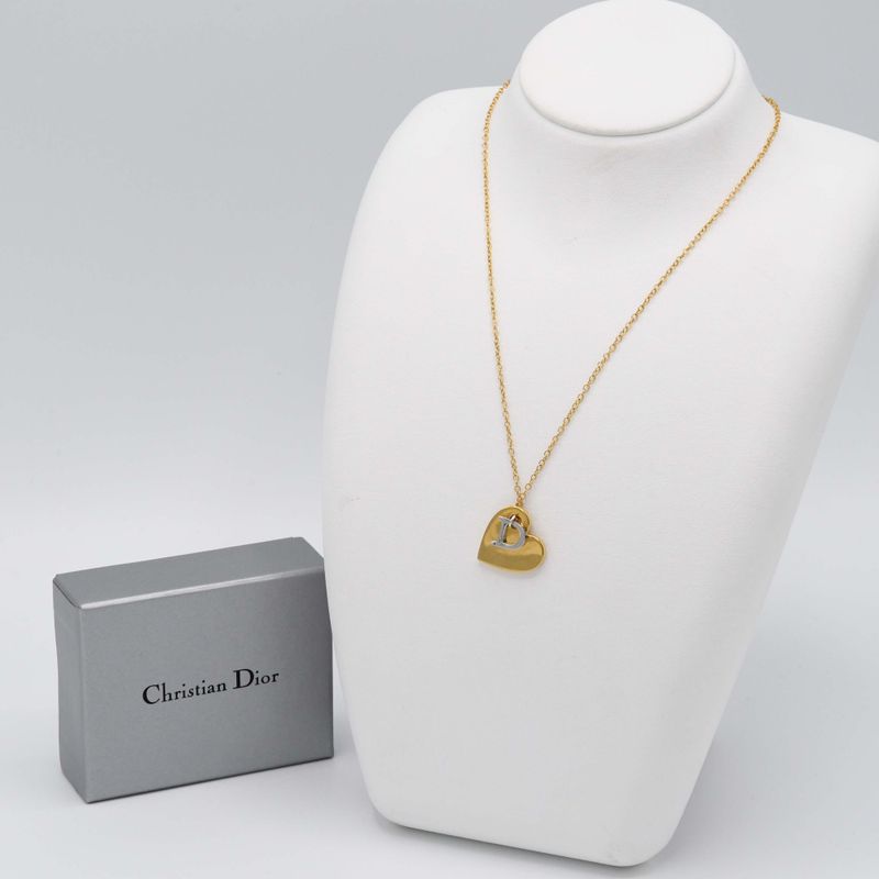 Christian DIOR Necklace GP Heart Necklace Approx 7g Accessories With Box H11592