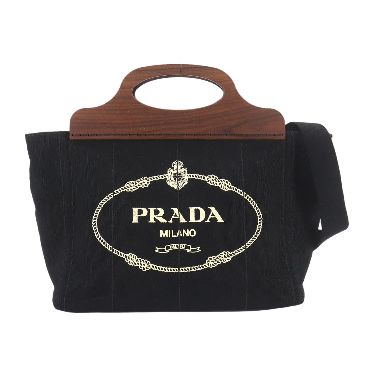 Prada Canapa 2-Way Bag Canvas Nero Black Silver