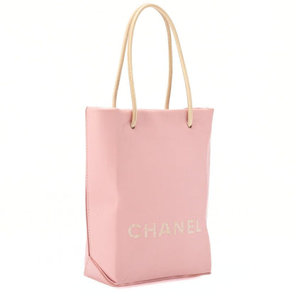 Chanel Mini Tote Bag Essential Logo Mark Lambskin Pink Silver Hardware Handbag