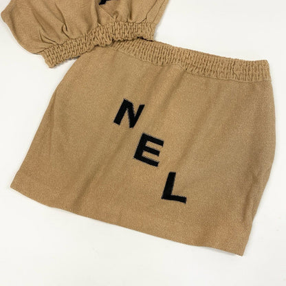 Chanel Runway Logo Crop Top Skirt 40 Beige — view 4