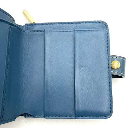 Louis Vuitton M91829 Compact Zip Bifold Wallet Blue Leather Women