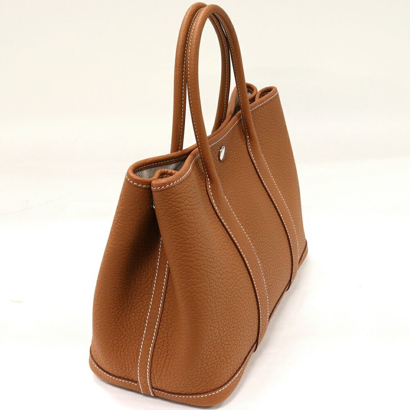 Hermes Tote Handbag Garden Party 30 TPM Negonda Gold Silver Hardware
